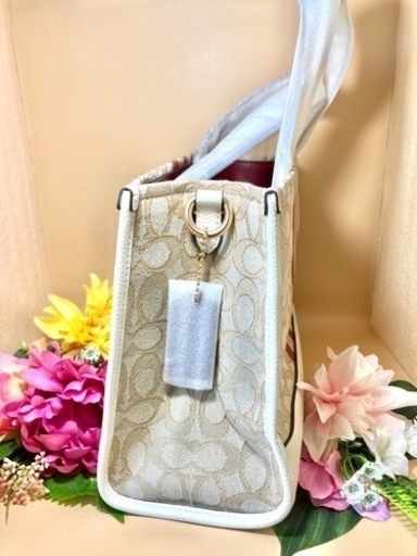 ★新品未使用★ COACH デンプシートート　シグネチャーカードピンク 純正袋付