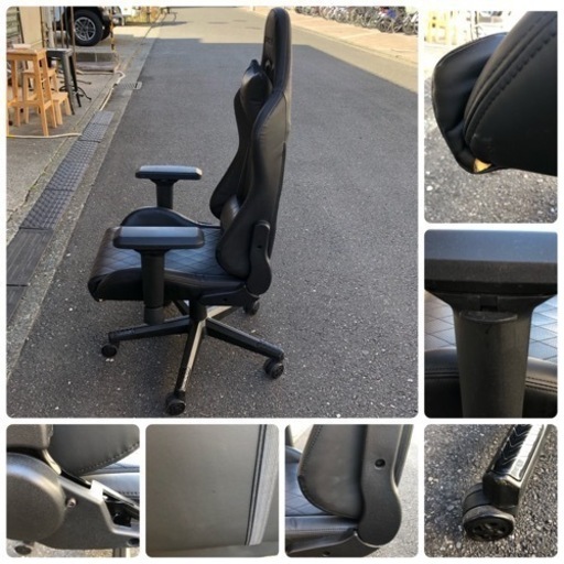 EXRACING ゲーミングチェア オフィスチェア リクライニングチェア ブラック 黒