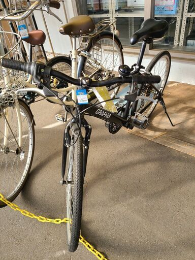 ★値下げしました★　★店頭にて試乗可★ J4110　GRAPHIS　グラフィス　シティクロスバイク　GR-001J　ブラック　24インチ　6段変速　 クリーニング、簡易メンテナンス済み　【リユースのサカイ柏店】