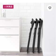 IKEA  折りたたみチェア　ブラック　6脚セット　荷重100kgまでOKの画像