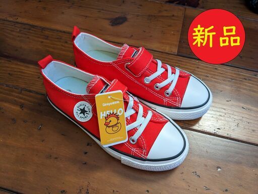 新品 ローカット スニーカー キッズ レディース レッド シューズ 20.5cm