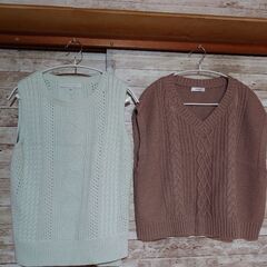 レディースニットベスト②枚セットの画像