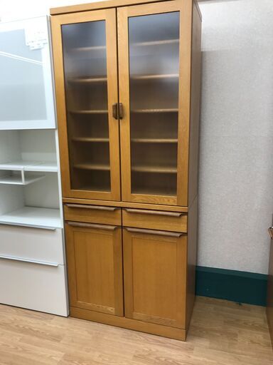 ★ジモティ割あり★  食器棚 茶色 H196×W80×D42 クリーニング済み KJ3759