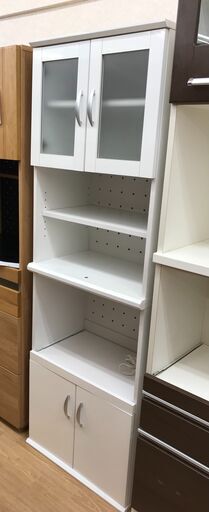 ★ジモティ割あり★  食器棚 白 H181×W59×D41 クリーニング済み KJ3758