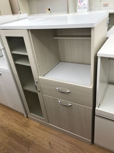★ジモティ割あり★  レンジ台 白 H105×W75×D40 クリーニング済み KJ3763
