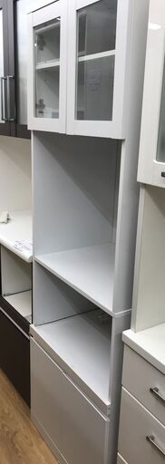 ★ジモティ割あり★  食器棚 ホワイト H180×W59×D45 クリーニング済み KJ3766