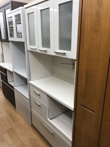 ★ジモティ割あり★  食器棚 白 H181×W89×D43 クリーニング済み KJ3767