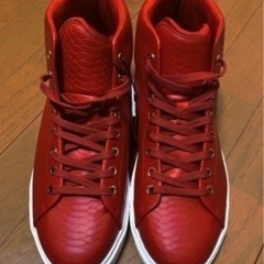 ZARA ハイカットスニーカー 赤/白 ラバー 27cmの画像