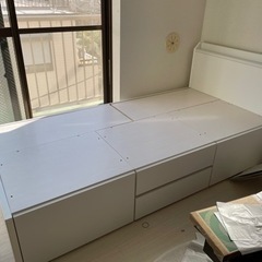 収納付きシングルベッド　マットレス有り　中古
