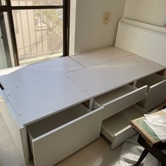 収納付きシングルベッド　マットレス有り　中古の画像