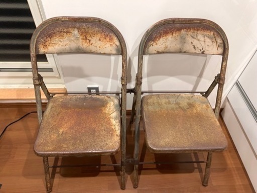 急募！12/9まで！ヴィンテージ パイプ椅子 フォールディング チェア 折り畳み椅子 インダストリアル 工業系 アイアン