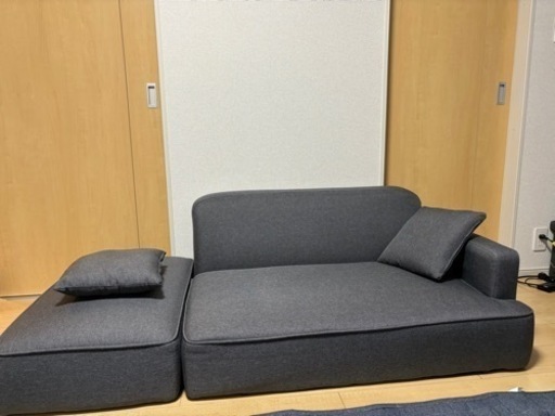 カウチソファ グレー 2〜3人掛け