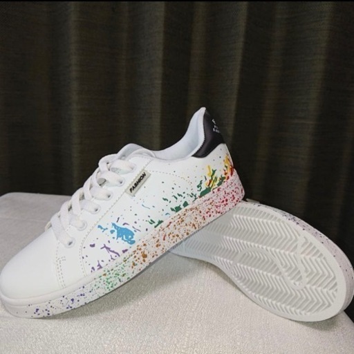 大幅値下げ‼️ペイントスニーカー fashion ホワイトXブラック24cm