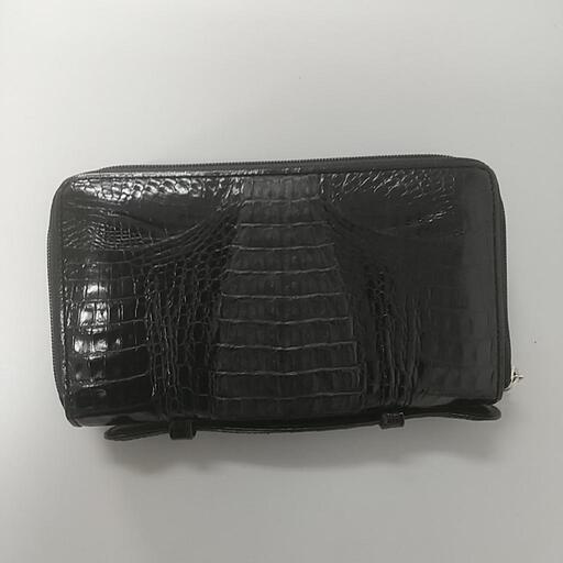 新品未使用/GENUINE CROCODILE SKIN/長財布/ファスナー2つ/持ち手付き/E-2