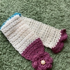 手編みニット帽　マフラーの画像