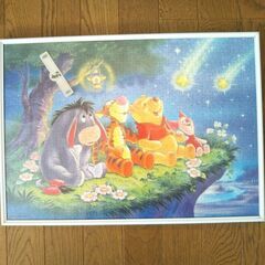 ジグソーパズル　　プーさん　完成、箱、フレーム付き　糊づけ未