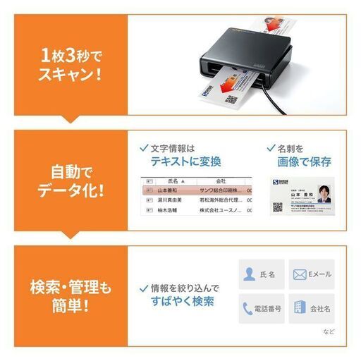 今68%オフ! 25か国語対応 名刺スキャナ PSC-13UB　サンワサプライ