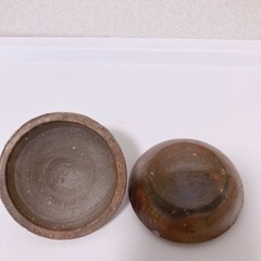 【備前焼】花瓶・小物入れ2点セットの画像