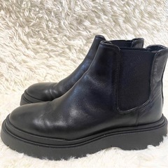 【美品】26.5cm ZARA レザーブーツ サイドゴア 人気商品の画像
