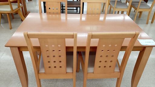 ★ジモティ割あり★ 有限会社真苅椅子製作所 4人掛けダイニングセット ナチュラル H68×D80×W135 クリーニング済み TJ3074