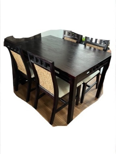 【受渡予定者決定】バリ バリ風　ウォーターヒヤシンス ダイニングテーブル 4脚 セット