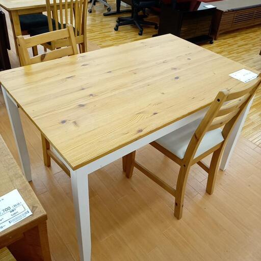 ★ジモティ割あり★ IKEA　ダイニングテーブルセット イス2脚　ナチュラル\u0026ホワイト　クリーニング済　YJ995
