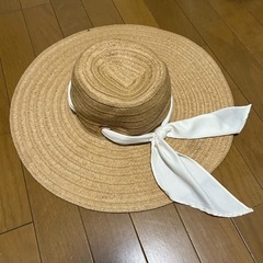 H&M 麦わら帽子　ワイドリボン