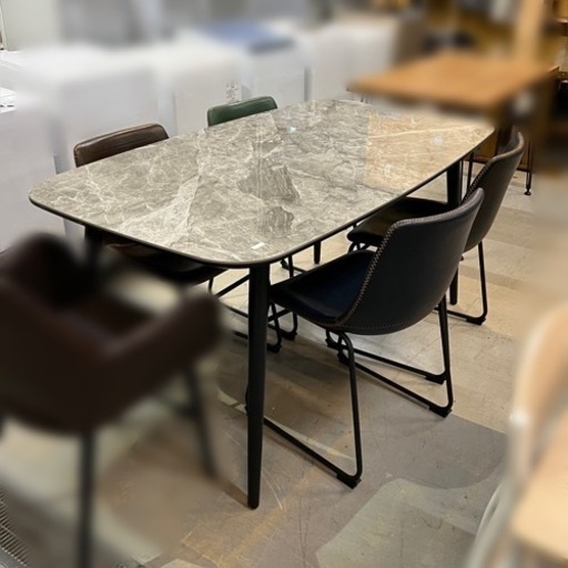 ダイニングテーブル イスセット 4人用 大理石風 160×89×76cm