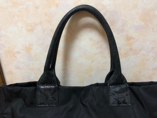 TORY BURCH　トリーバーチ　トートバッグ　パイソン　ナイロン　黒