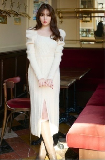 ワンピース herlipto Bambina Cable Knit Dress vanilla / M
