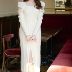 Her lip to Bambina Cable Knit Dress バニラ herlipto Bambina Cable Knit Dress vanilla / M