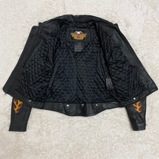 【希少】ハーレーダビットソン　ライダースジャケット　ファイヤー　レザー　Mサイズ