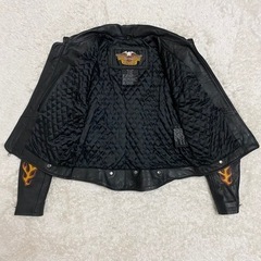 【希少】ハーレーダビットソン　ライダースジャケット　ファイヤー　レザー　Mサイズの画像