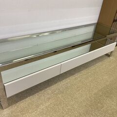 テレビボード 収納付き ガラス板 ガラステーブル 幅195cm奥行52cm高さ50cm 説明欄必読