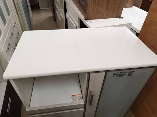 ニトリ キッチンカウンター ポスティア 幅90cm 木目調 光沢 レンジボード 食器棚 システムキッチンボード レンジ台 ハイタイプ 
