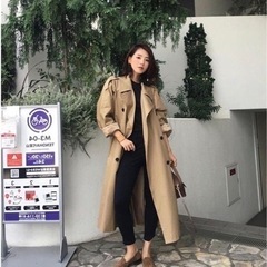 新品 トレンチコート ウインドブレーカーの女性のロングコート緩い女性のウインドブの画像