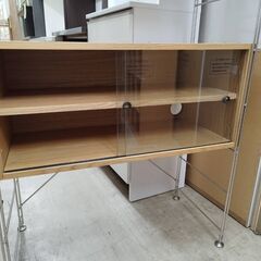 無印 無印良品 MUJI キッチンボード 食器棚 シェルフ ステンレスユニットシェルフ オーク材 カップボード 収納棚 北欧 幅約84cm おしゃれ クリーニング済 堺市 石津 【ジャングルジャングル石津店】の画像