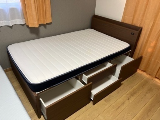 ニトリ チェストベッド セミダブル ブラウン (マットレスと別売り可)