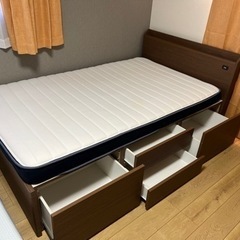 ニトリ チェストベッド セミダブル ブラウン (マットレスと別売り可)