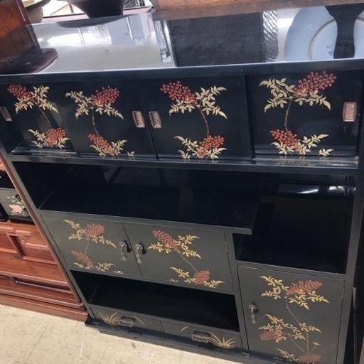 漆塗蒔絵茶棚 民芸 飾り棚 茶道具