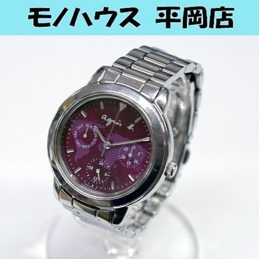 動作品 agnes b. クオーツ式腕時計 V33J-0010 3針 デイデイト 24時間針 レディース 24年2月電池交換 アニエスベー 札幌市 清田区 平岡