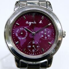 動作品 agnes b. クオーツ式腕時計 V33J-0010 3針 デイデイト 24時間針 レディース 24年2月電池交換 アニエスベー 札幌市 清田区 平岡の画像