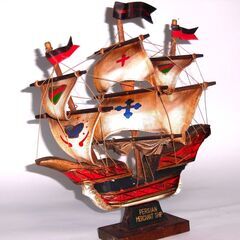 ビンテージ帆船（１）　ペルシャ商船（船体 木製）生産国 不明　中古品の画像
