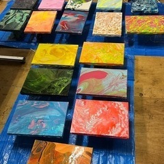 フルイドアートワークショップ【artmejapan.reading art session】手ぶらで簡単絵画教室の画像