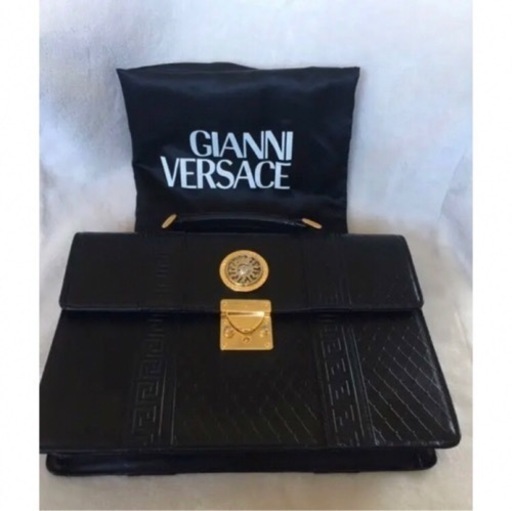 ヴェルサーチ　ハンドバック　カバン　黒　革