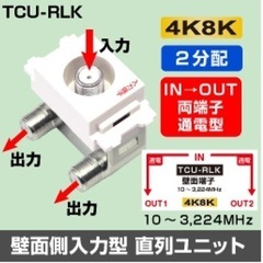 【20個セット】壁面入力端子 直列ユニット 2分配 両端子通電 【4K8K対応】の画像