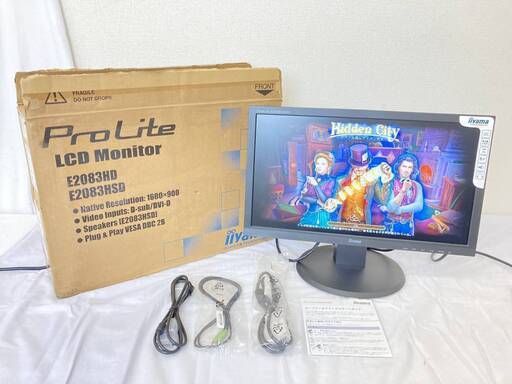 決まりました【お値下げしました】JT359 (O) iiyama Pro Lite LCD Monitor E2083HD E2083HSD 20インチ デスクトップモニター ワイドモニター 通電動作確認OK 中古現状品 現地引き取りのみ