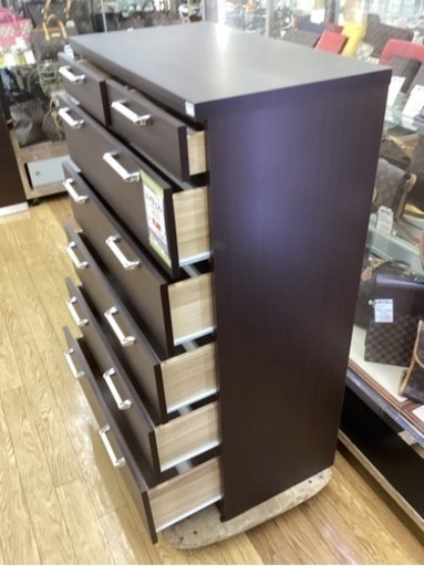 KL-7【新入荷　リサイクル品】ハイチェスト　ブラウン800