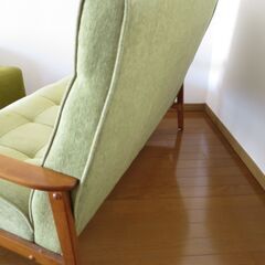 ソファ 2人掛け 幅135cm ハイバック グリーン ファブリック の画像