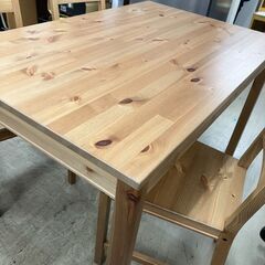 ①イケア IKEA ダイニングテーブルセット ダイニングテーブル4点セット ダイニング イス3脚 JOKKMOKK ヨックモック アンティーク風 アンティークステイン 木製 無垢材 北欧 おしゃれ クリーニング済 堺市 石津【ジャングルジャングルサカイ石津店】の画像
